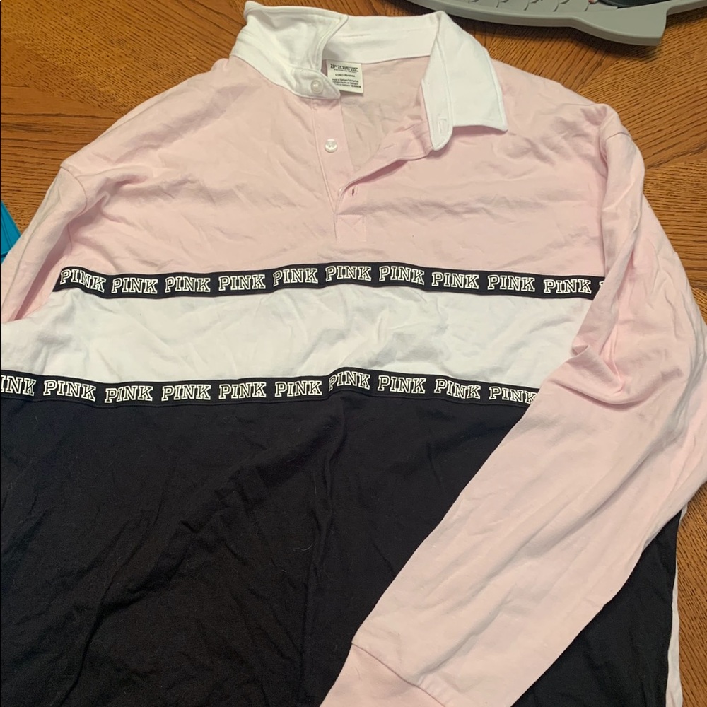 Pink nation collard shirt